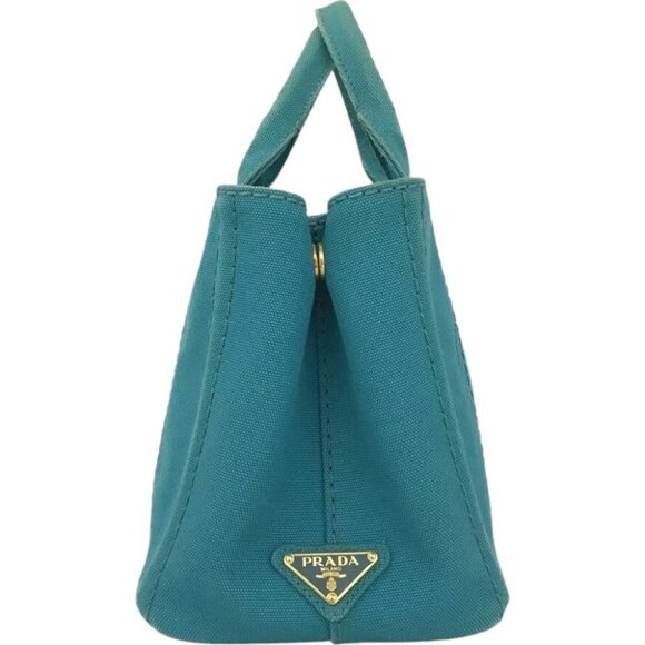 528295AY (L4) Prada Hand Bag Blue Canvas - Picture 3 of 13
